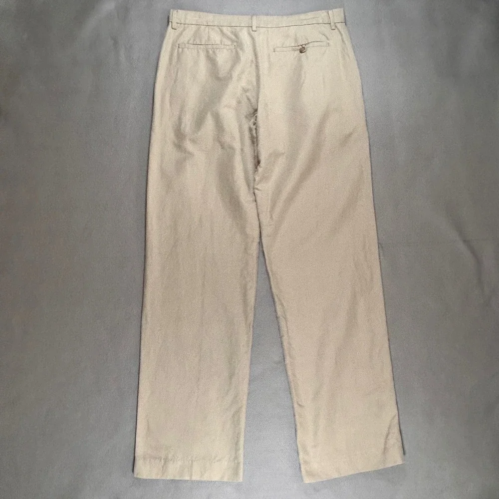 Banana Republic Mens Khaki Tan Linen Cotton Blend Straight Leg Pants 35x34 SPR07